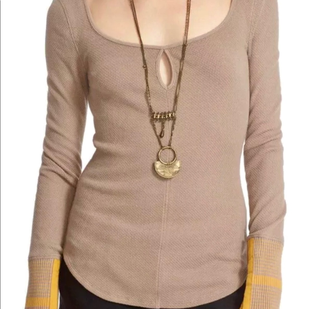 FREE PEOPLE OB519388 Mod Stripe Cuff Knit Sweater L